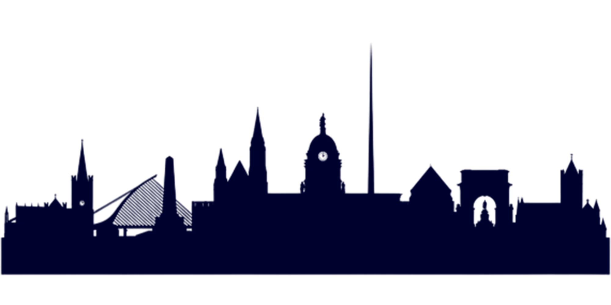 dublin ireland city skyline detailed